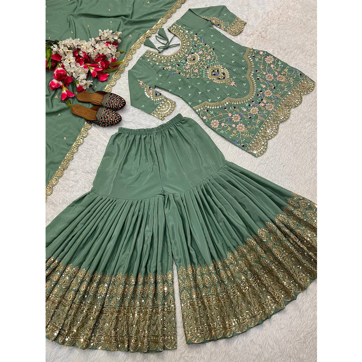 SHAFNUFAB Women's Georgette Ethnic Wear for WomenSemi StitchedSalwarSuit  SF24133