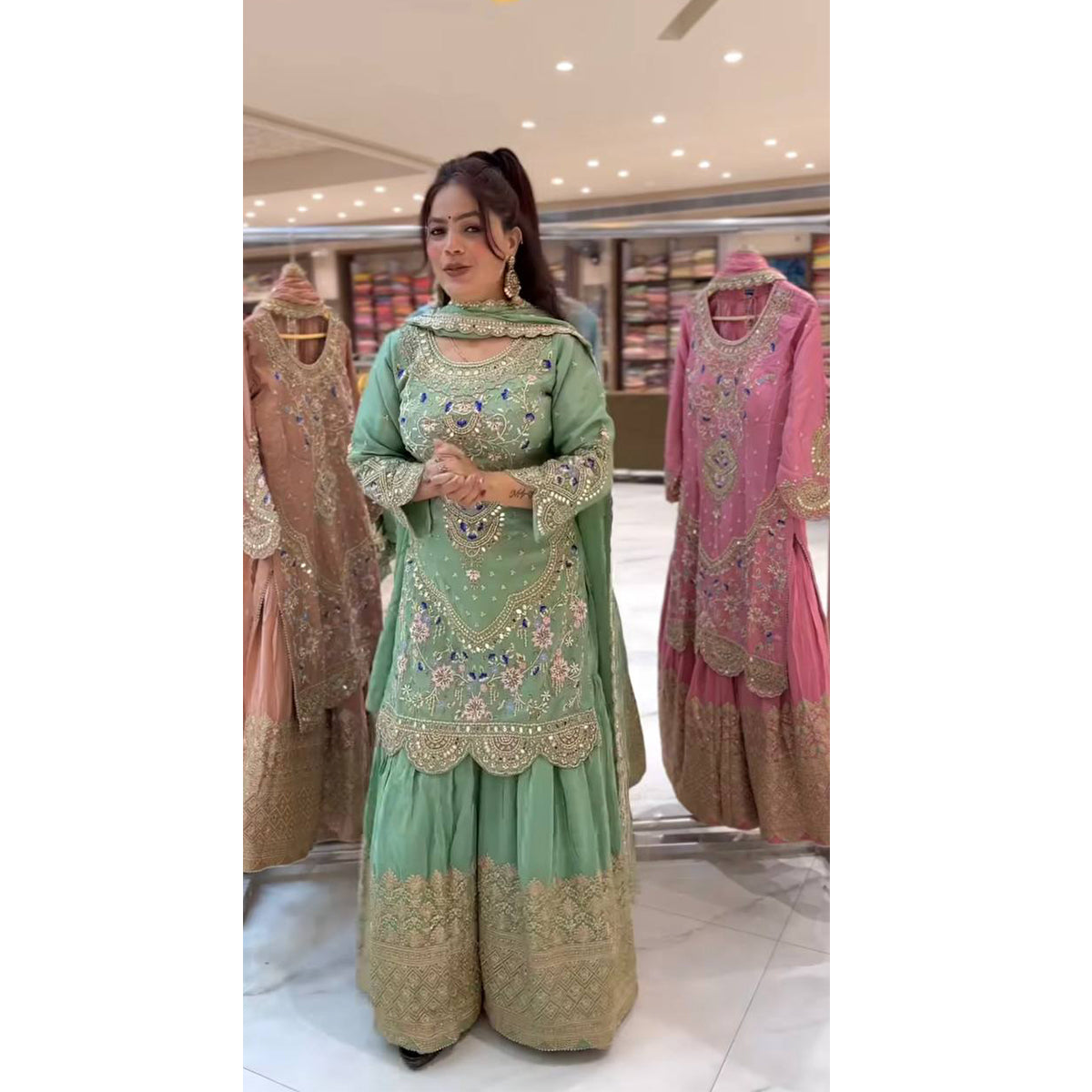 SHAFNUFAB Women's Georgette Ethnic Wear for WomenSemi StitchedSalwarSuit  SF24133