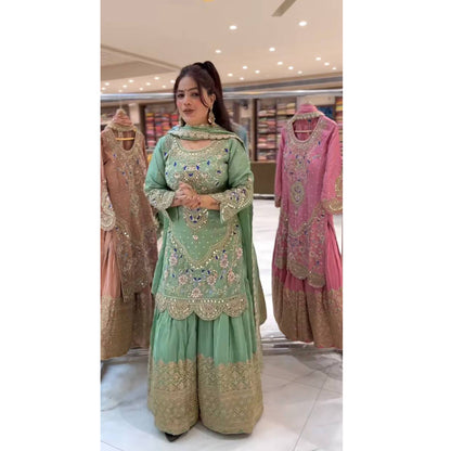 SHAFNUFAB Women's Georgette Ethnic Wear for WomenSemi StitchedSalwarSuit  SF24133