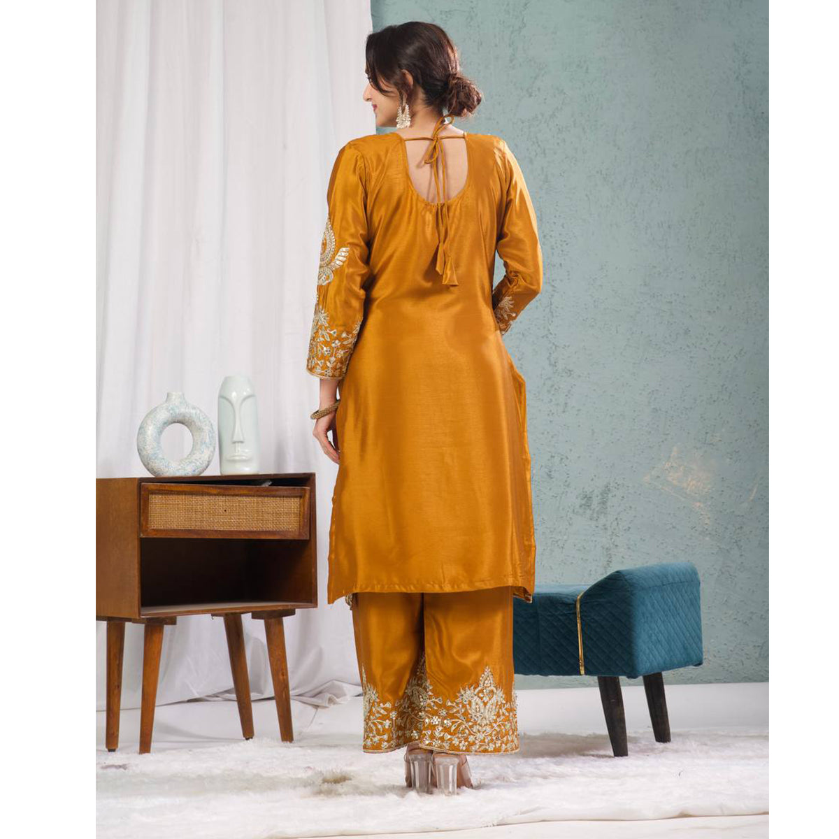 SHAFNUFAB Women's Georgette Ethnic Wear for WomenSemi StitchedSalwarSuit  SF24135
