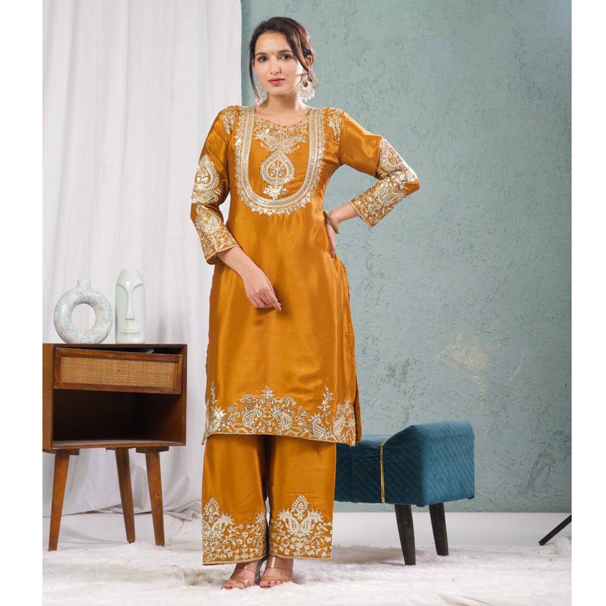 SHAFNUFAB Women's Georgette Ethnic Wear for WomenSemi StitchedSalwarSuit  SF24135