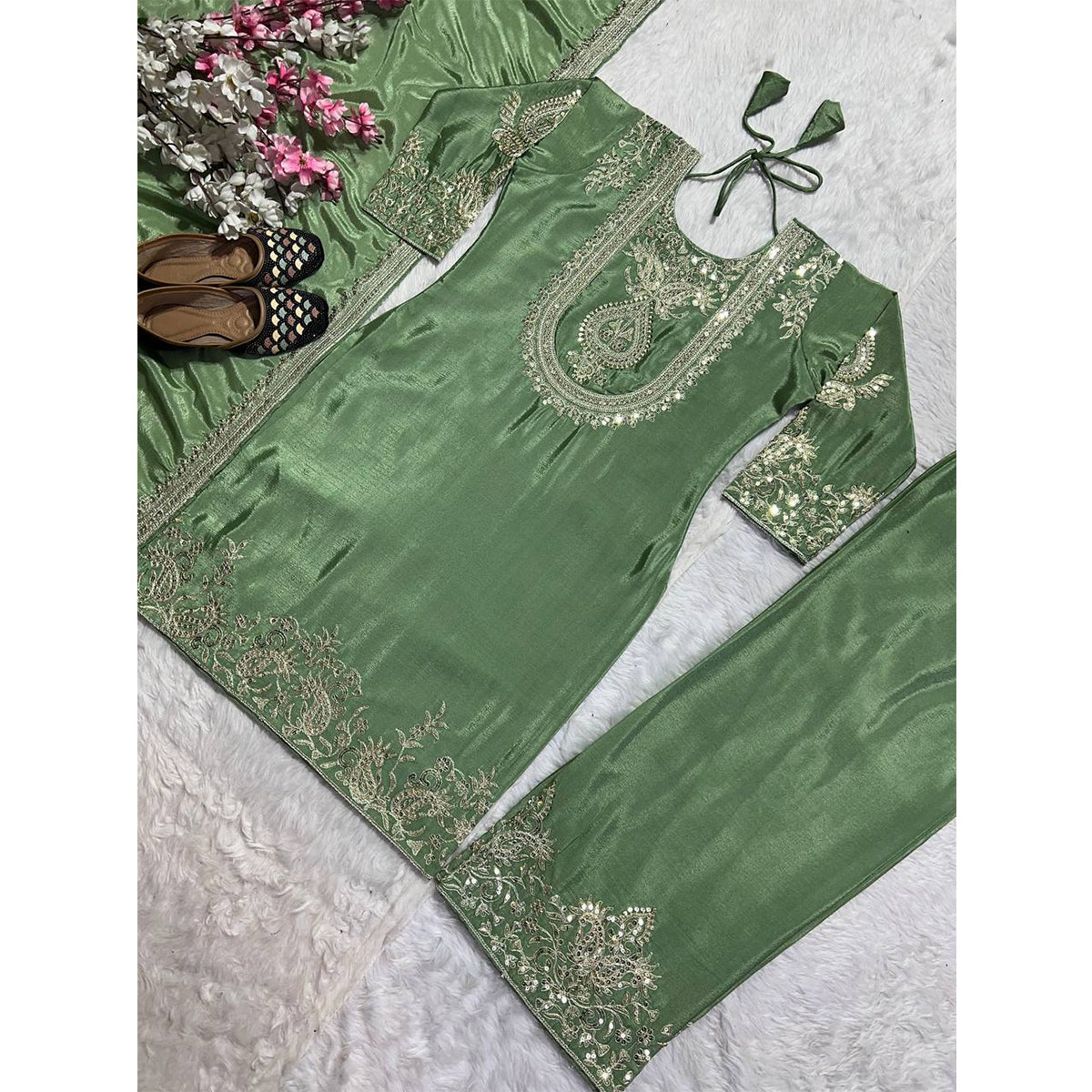 SHAFNUFAB Women's Georgette Ethnic Wear for WomenSemi StitchedSalwarSuit  SF24137