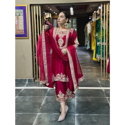 SHAFNUFAB Women's Georgette Ethnic Wear for WomenSemi StitchedSalwarSuit  SF24138