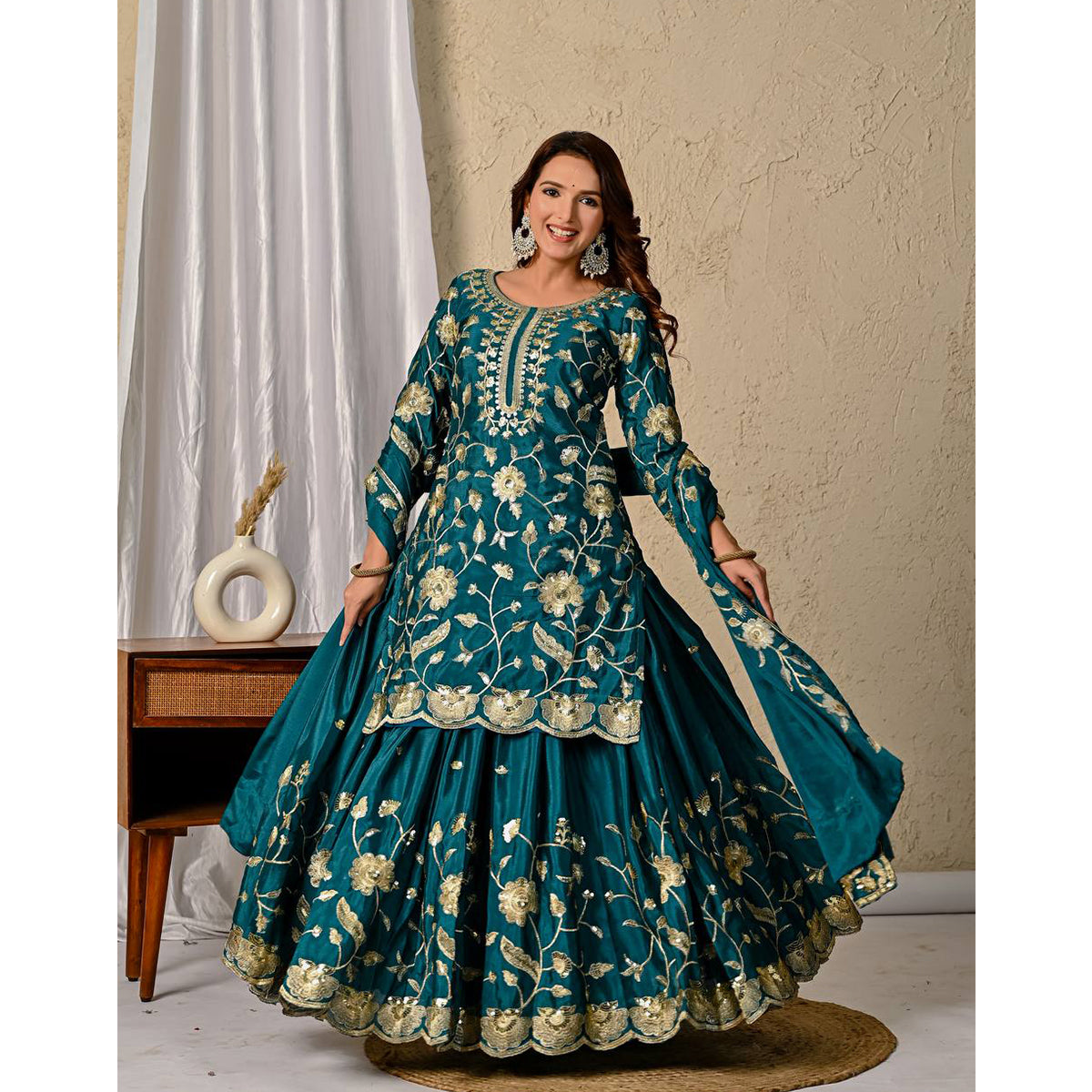 SHAFNUFAB Women's Georgette Ethnic Wear for WomenSemi StitchedSalwarSuit  SF24139