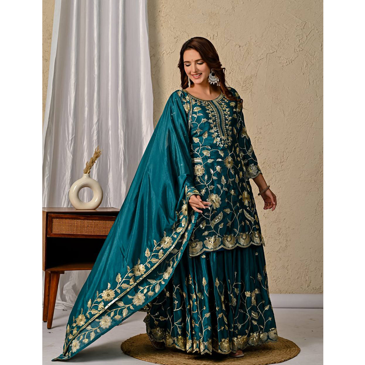 SHAFNUFAB Women's Georgette Ethnic Wear for WomenSemi StitchedSalwarSuit  SF24139