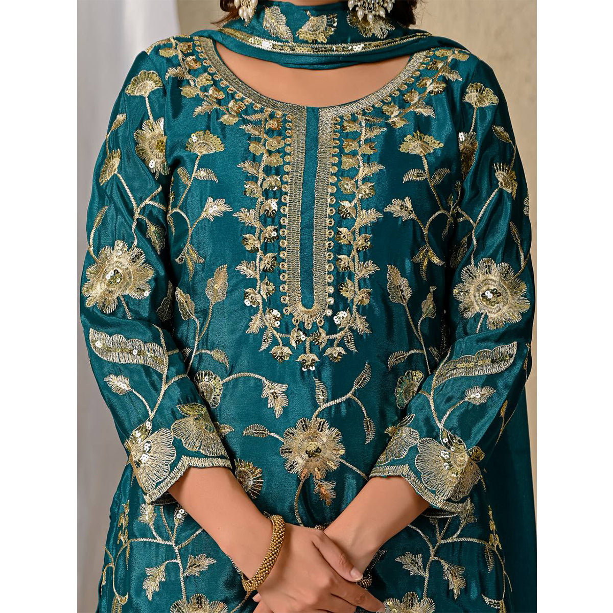 SHAFNUFAB Women's Georgette Ethnic Wear for WomenSemi StitchedSalwarSuit  SF24139