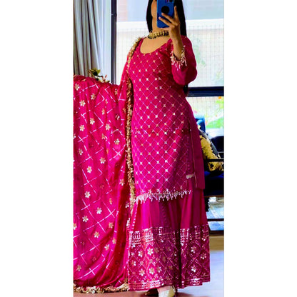 SHAFNUFAB Women's Georgette Ethnic Wear for WomenSemi StitchedSalwarSuit  SF24141