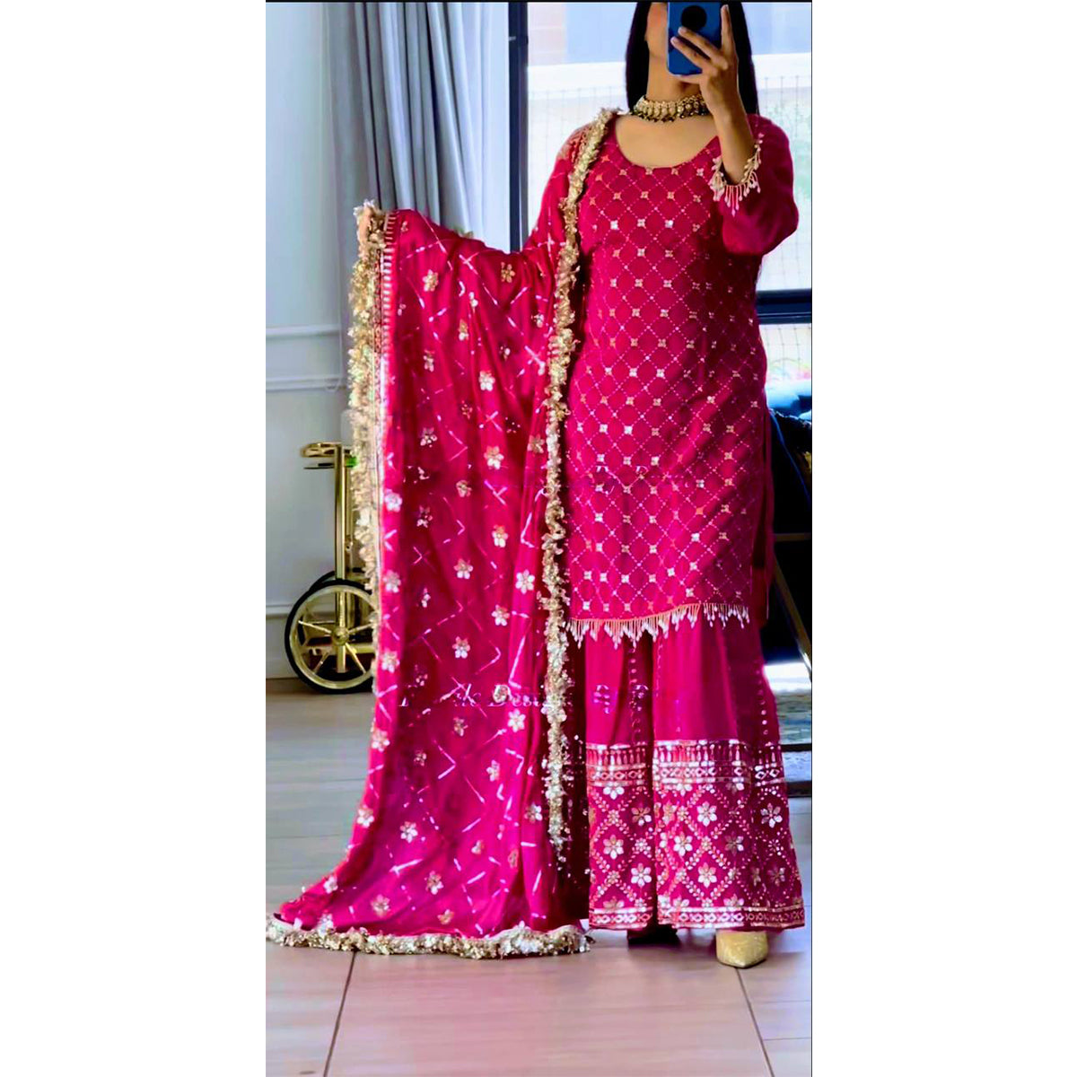 SHAFNUFAB Women's Georgette Ethnic Wear for WomenSemi StitchedSalwarSuit  SF24141