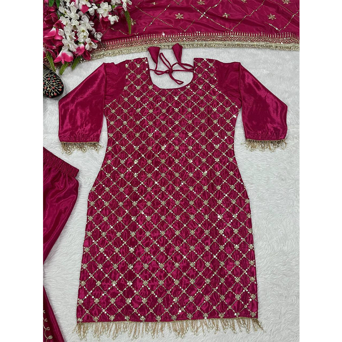 SHAFNUFAB Women's Georgette Ethnic Wear for WomenSemi StitchedSalwarSuit  SF24141