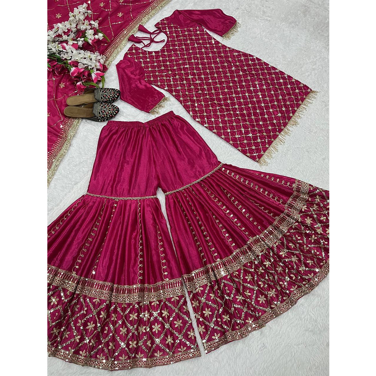 SHAFNUFAB Women's Georgette Ethnic Wear for WomenSemi StitchedSalwarSuit  SF24141