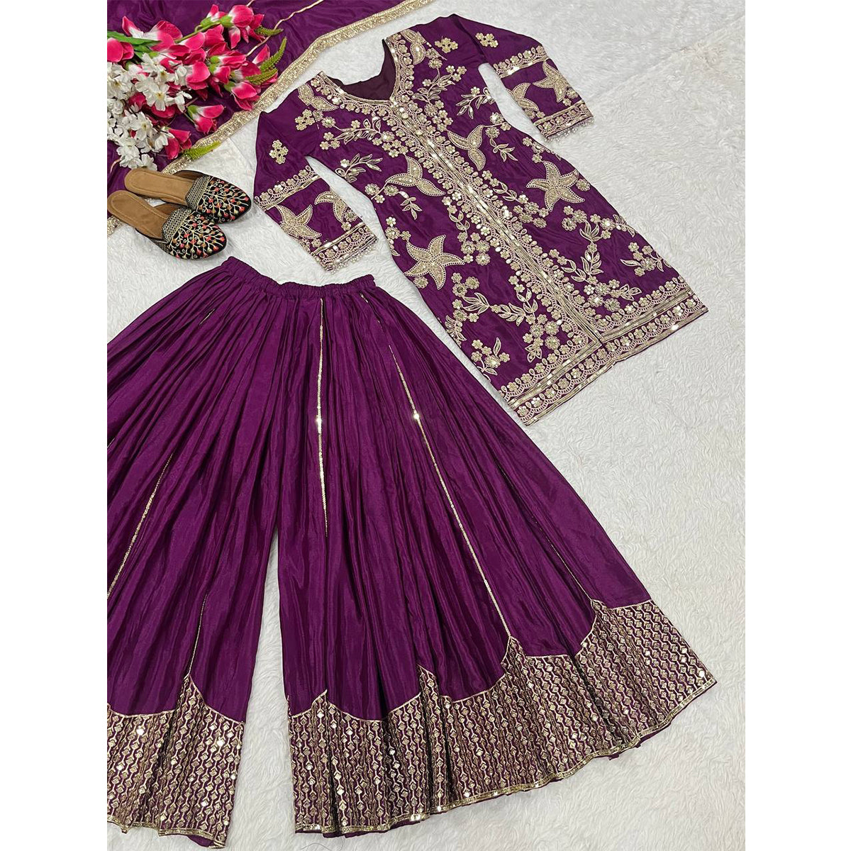 SHAFNUFAB Women's Georgette Ethnic Wear for WomenSemi StitchedSalwarSuit  SF24144