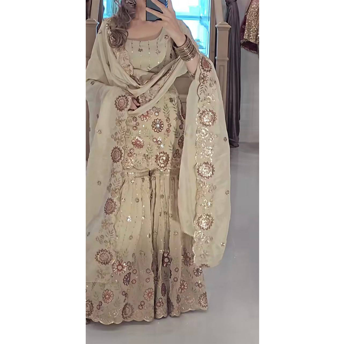 SHAFNUFAB Women's Georgette Ethnic Wear for WomenSemi StitchedSalwarSuit  SF24150