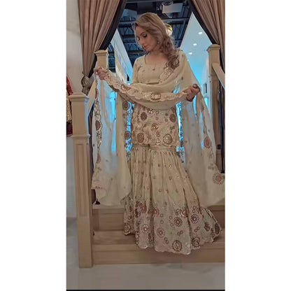 SHAFNUFAB Women's Georgette Ethnic Wear for WomenSemi StitchedSalwarSuit  SF24150