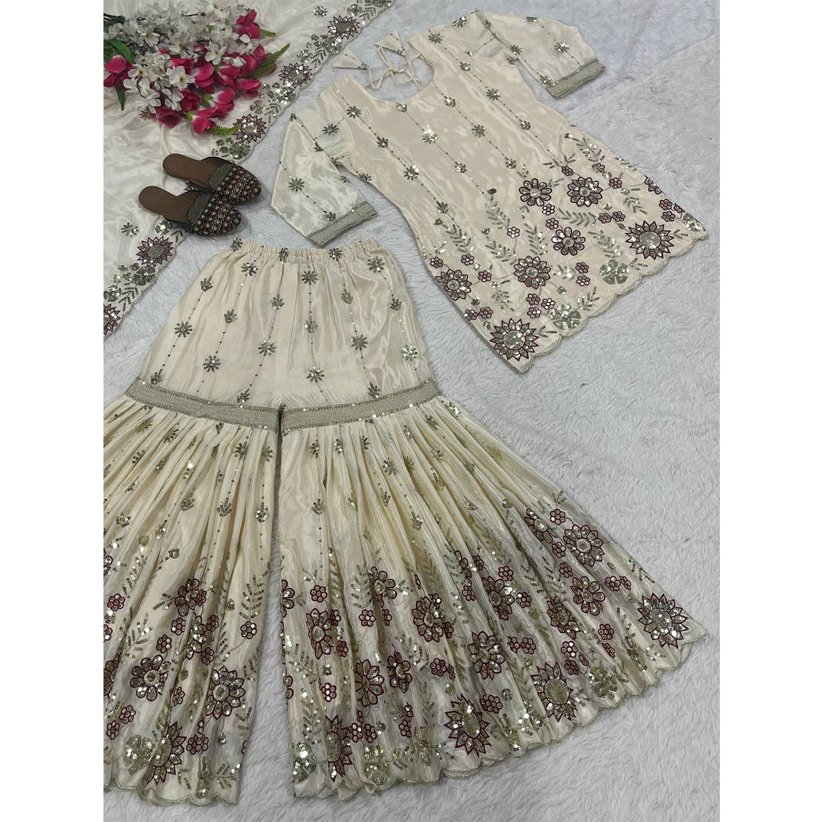 SHAFNUFAB Women's Georgette Ethnic Wear for WomenSemi StitchedSalwarSuit  SF24150