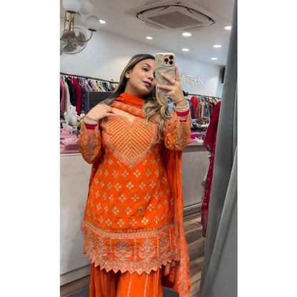 SHAFNUFAB Women's Georgette Ethnic Wear for WomenSemi StitchedSalwarSuit  SF24153