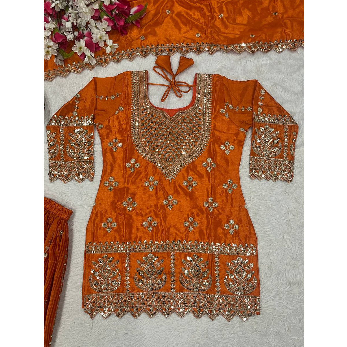 SHAFNUFAB Women's Georgette Ethnic Wear for WomenSemi StitchedSalwarSuit  SF24153