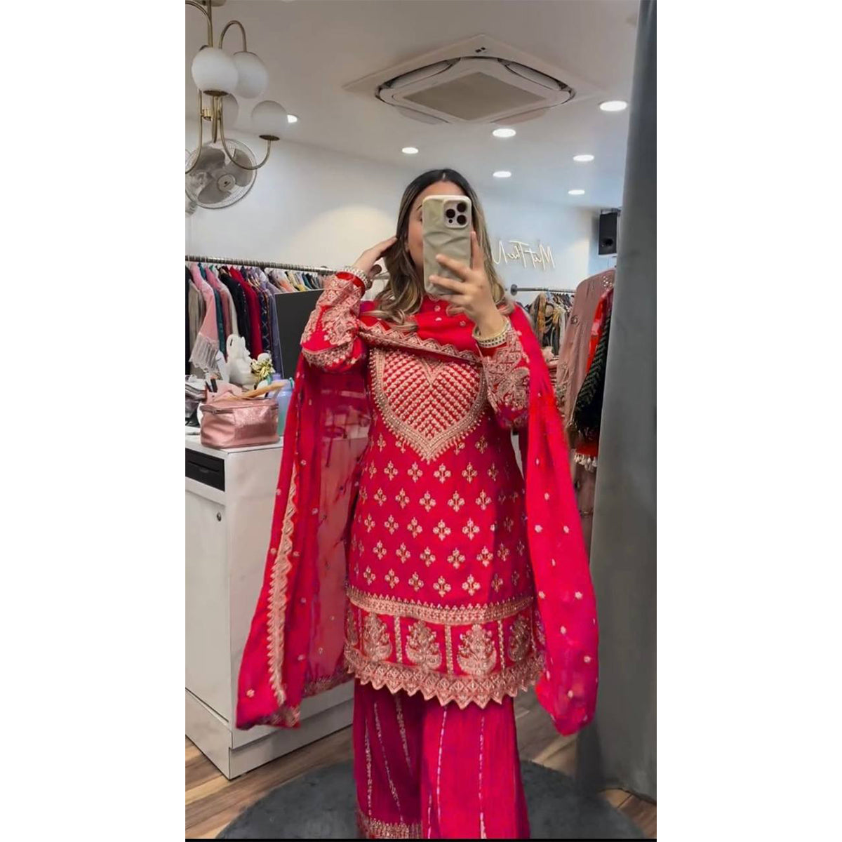 SHAFNUFAB Women's Georgette Ethnic Wear for WomenSemi StitchedSalwarSuit  SF24154