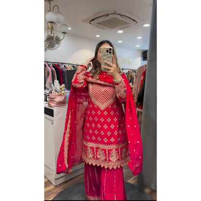 SHAFNUFAB Women's Georgette Ethnic Wear for WomenSemi StitchedSalwarSuit  SF24154