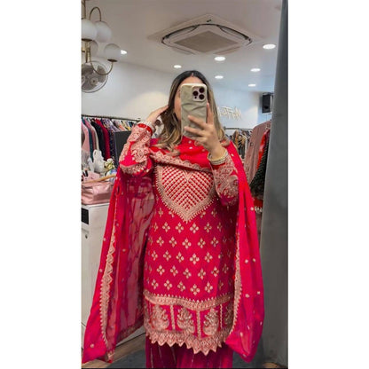 SHAFNUFAB Women's Georgette Ethnic Wear for WomenSemi StitchedSalwarSuit  SF24154