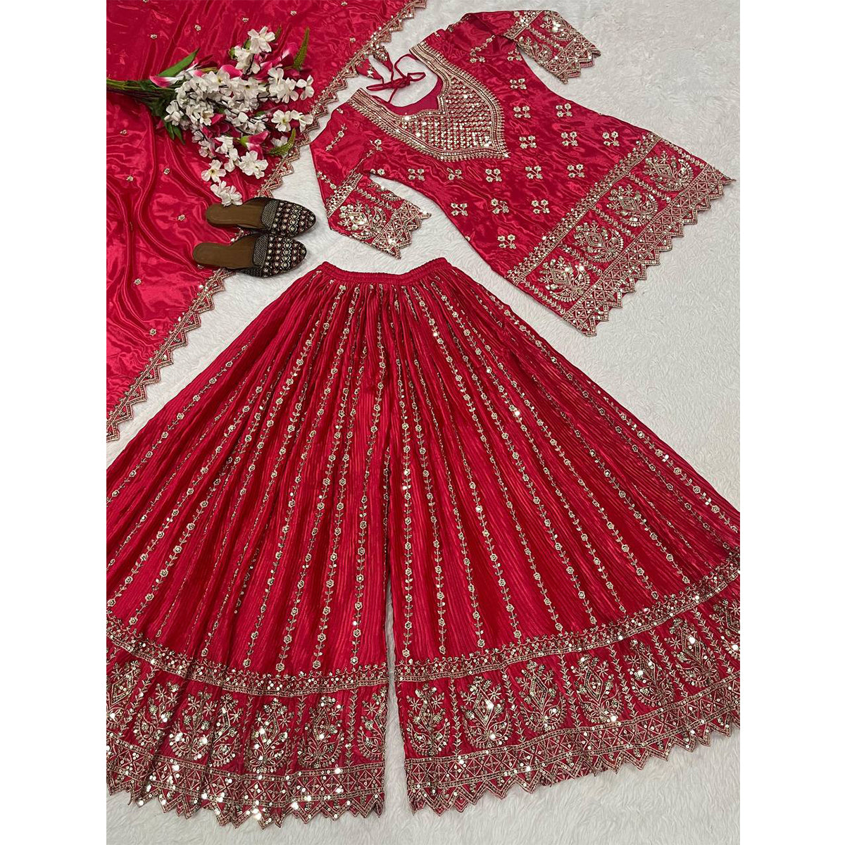 SHAFNUFAB Women's Georgette Ethnic Wear for WomenSemi StitchedSalwarSuit  SF24154