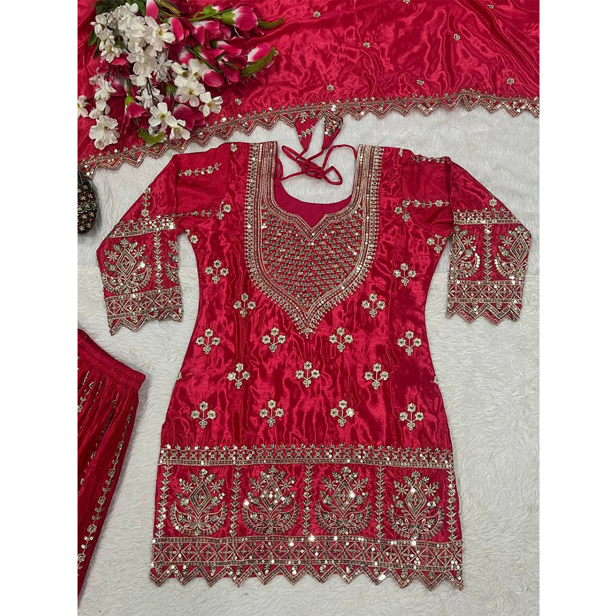 SHAFNUFAB Women's Georgette Ethnic Wear for WomenSemi StitchedSalwarSuit  SF24154