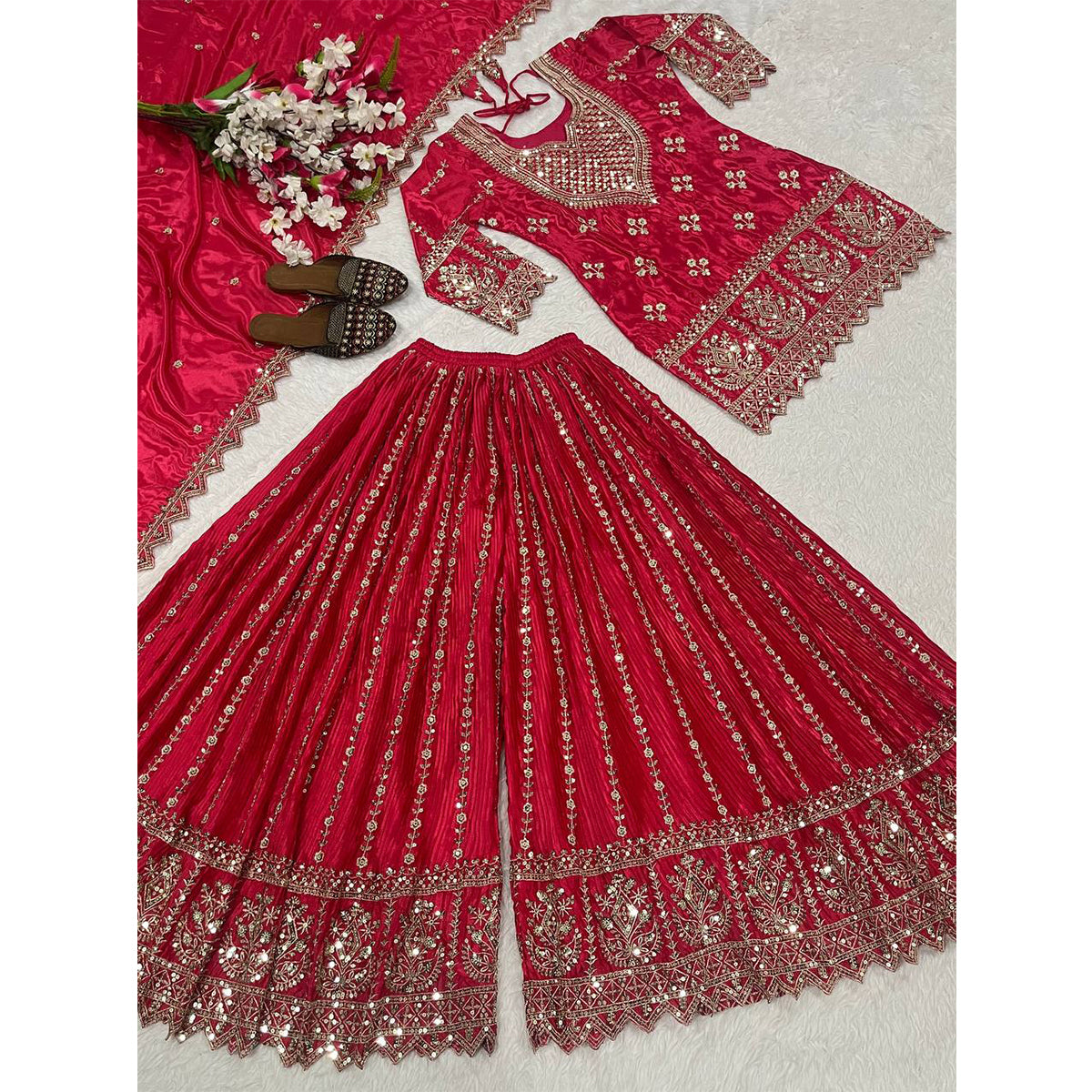SHAFNUFAB Women's Georgette Ethnic Wear for WomenSemi StitchedSalwarSuit  SF24154