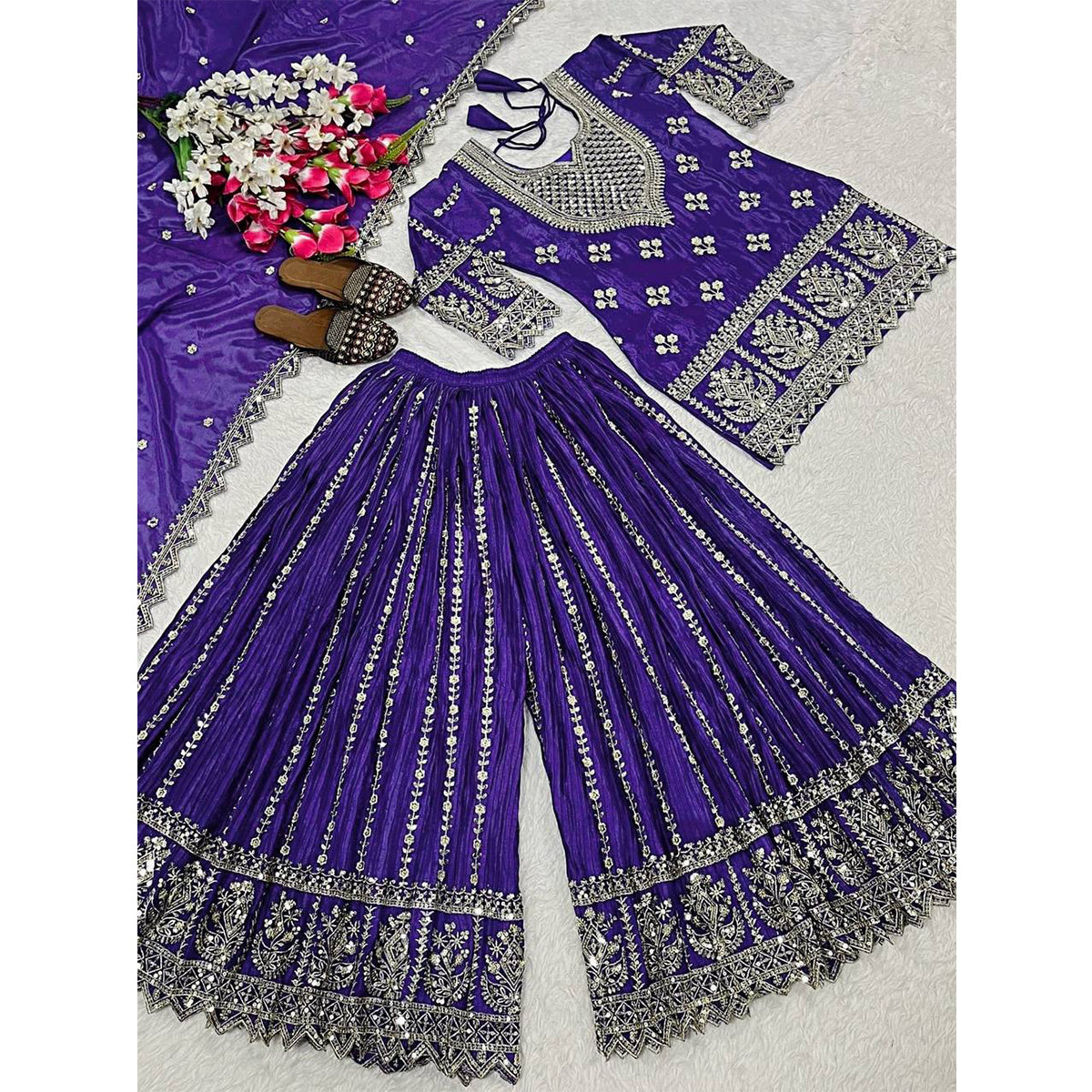 SHAFNUFAB Women's Georgette Ethnic Wear for WomenSemi StitchedSalwarSuit  SF24155