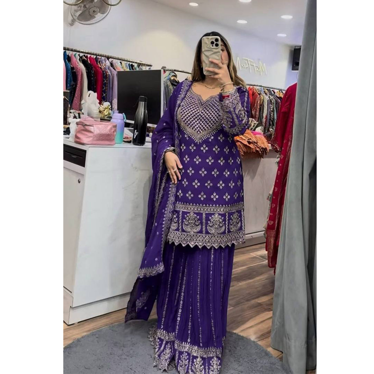 SHAFNUFAB Women's Georgette Ethnic Wear for WomenSemi StitchedSalwarSuit  SF24155