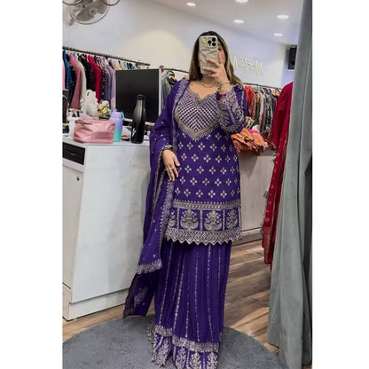 SHAFNUFAB Women's Georgette Ethnic Wear for WomenSemi StitchedSalwarSuit  SF24155