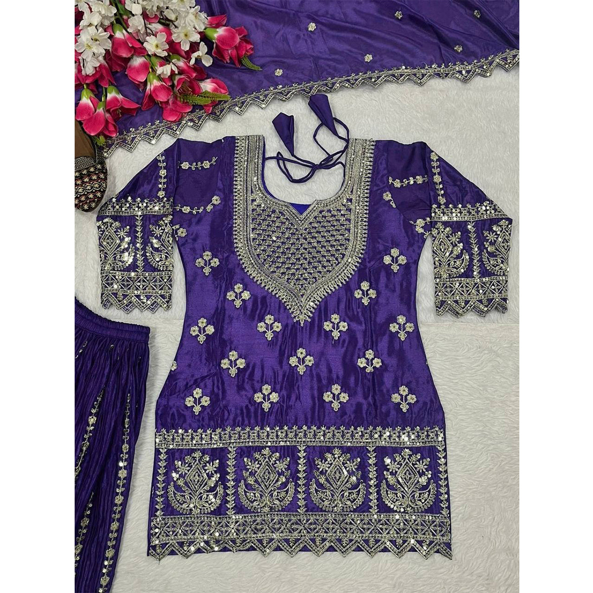 SHAFNUFAB Women's Georgette Ethnic Wear for WomenSemi StitchedSalwarSuit  SF24155