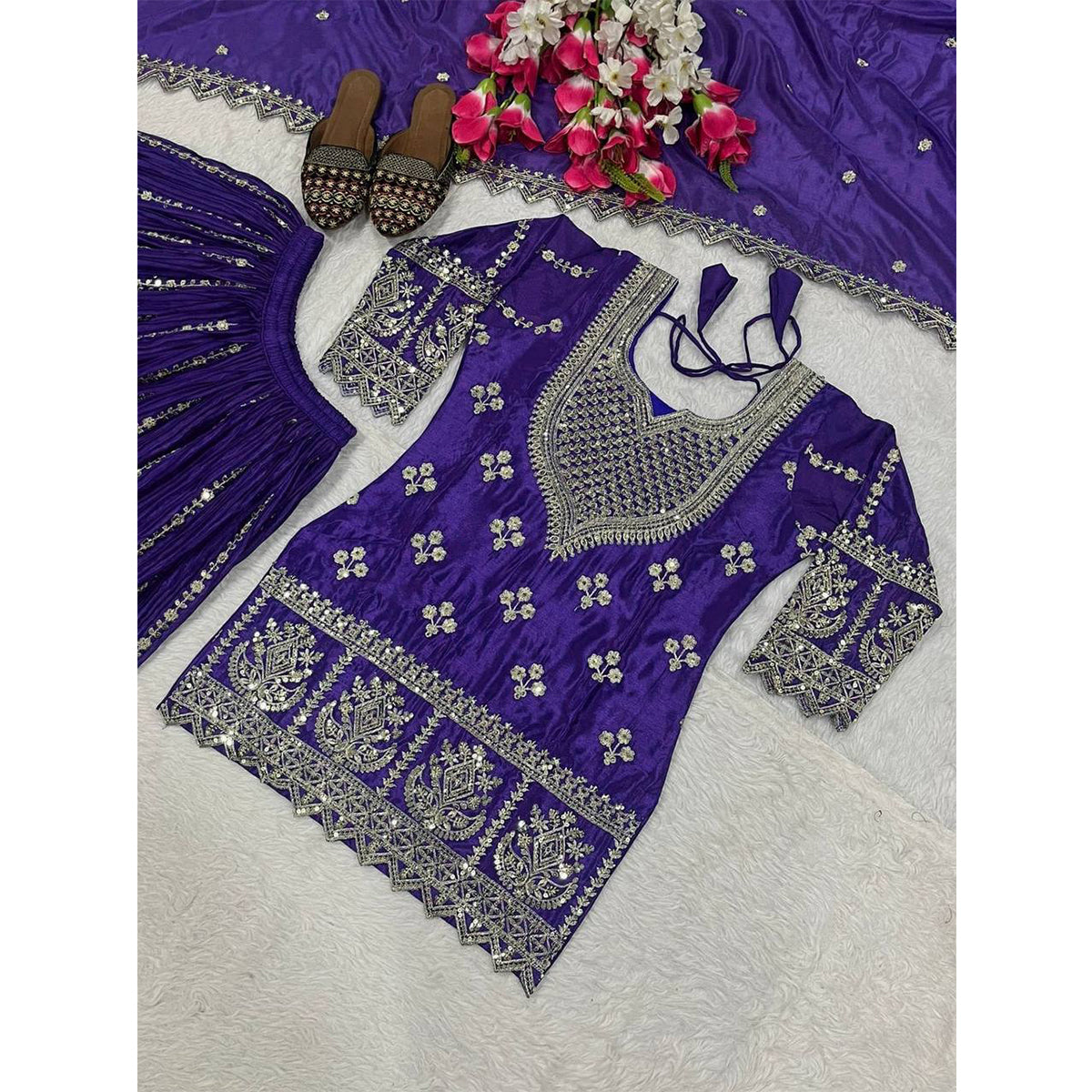 SHAFNUFAB Women's Georgette Ethnic Wear for WomenSemi StitchedSalwarSuit  SF24155