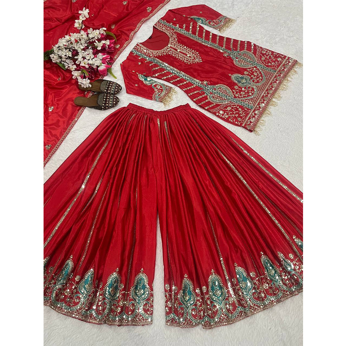 SHAFNUFAB Women's Georgette Ethnic Wear for WomenSemi StitchedSalwarSuit  SF24156