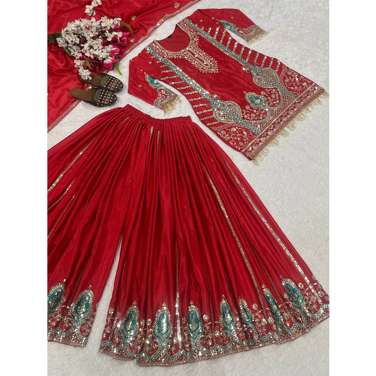 SHAFNUFAB Women's Georgette Ethnic Wear for WomenSemi StitchedSalwarSuit  SF24156