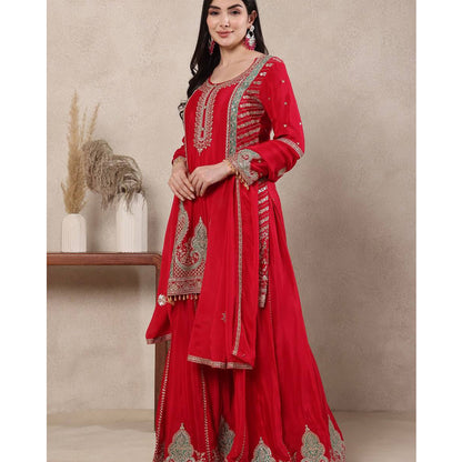 SHAFNUFAB Women's Georgette Ethnic Wear for WomenSemi StitchedSalwarSuit  SF24156