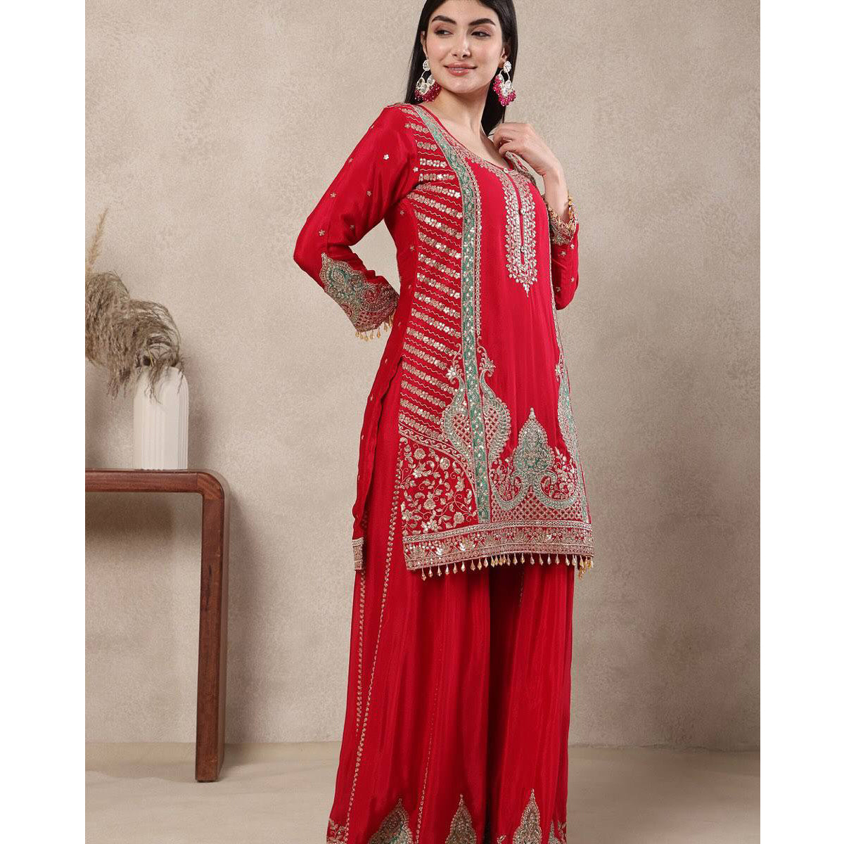 SHAFNUFAB Women's Georgette Ethnic Wear for WomenSemi StitchedSalwarSuit  SF24156