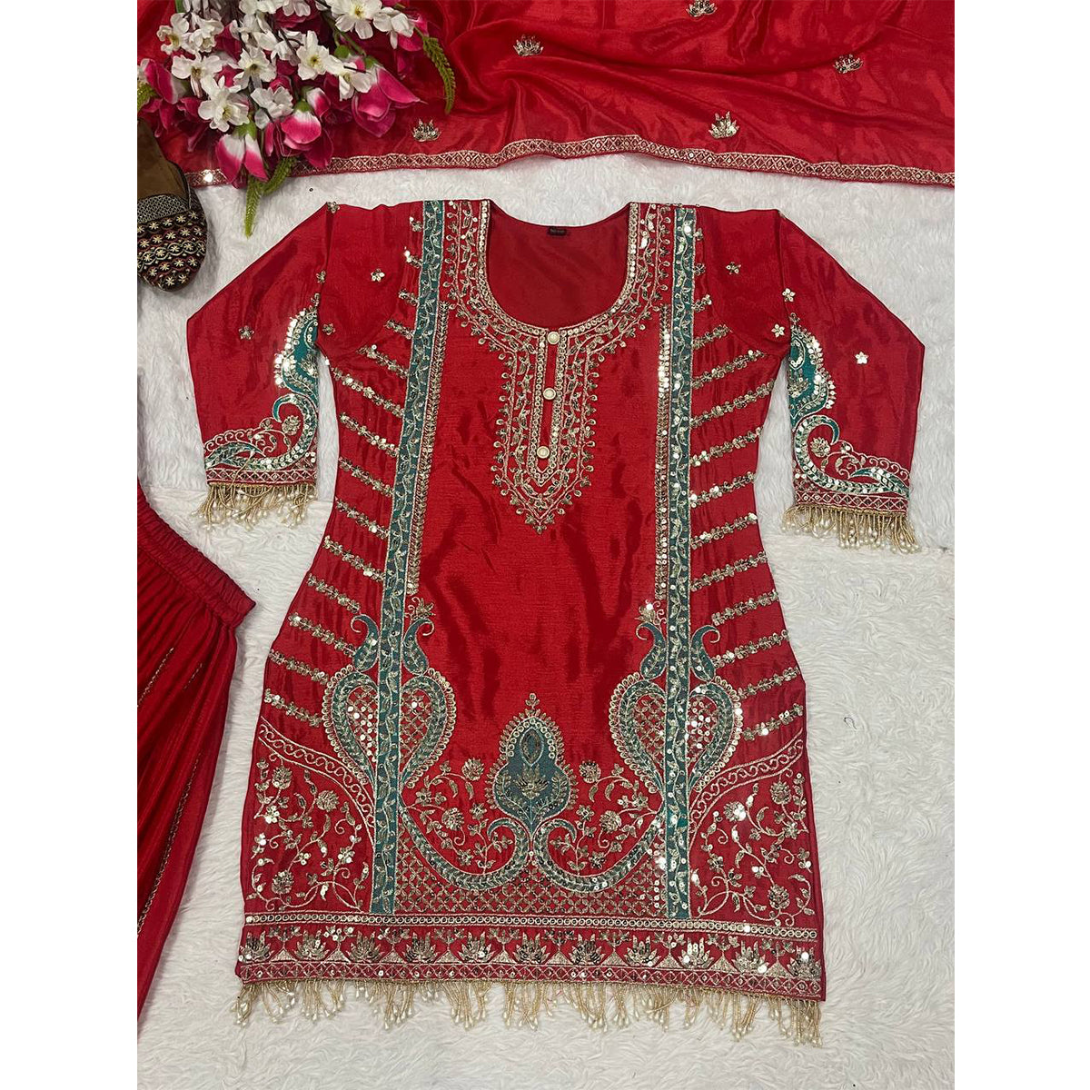 SHAFNUFAB Women's Georgette Ethnic Wear for WomenSemi StitchedSalwarSuit  SF24156