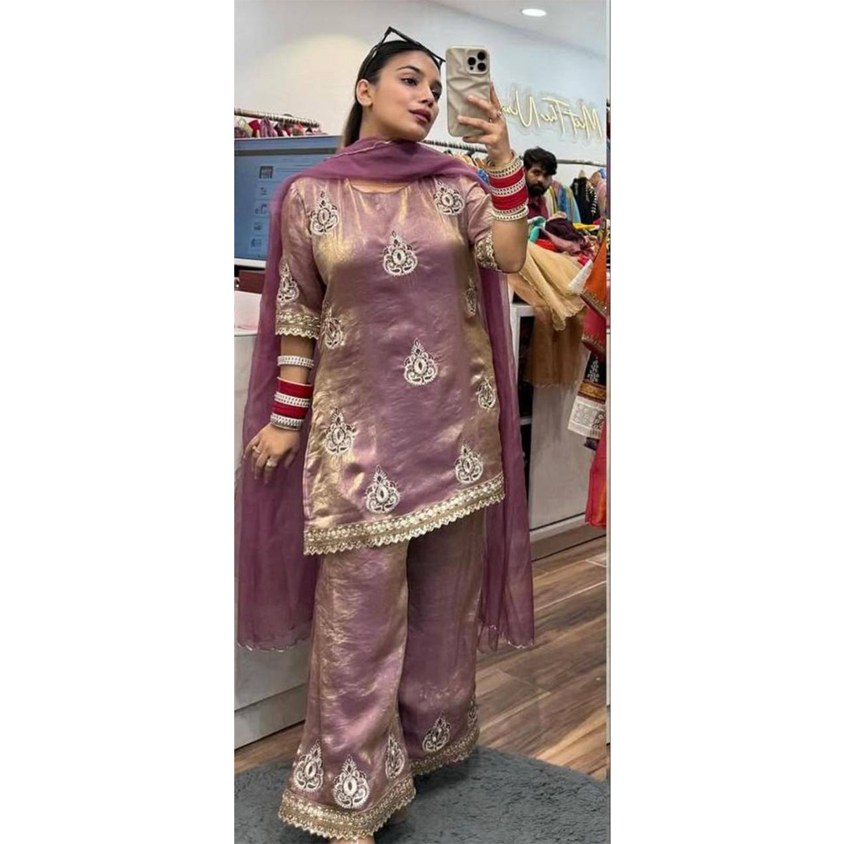 SHAFNUFAB Women's Georgette Ethnic Wear for WomenSemi StitchedSalwarSuit  SF24157