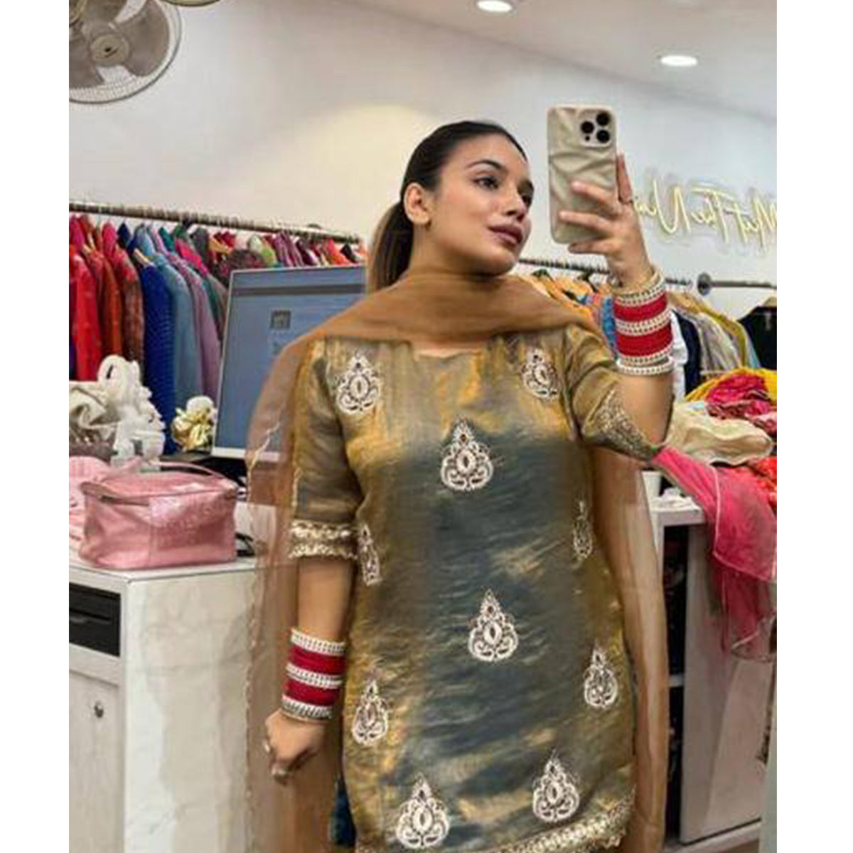 SHAFNUFAB Women's Georgette Ethnic Wear for WomenSemi StitchedSalwarSuit  SF24158