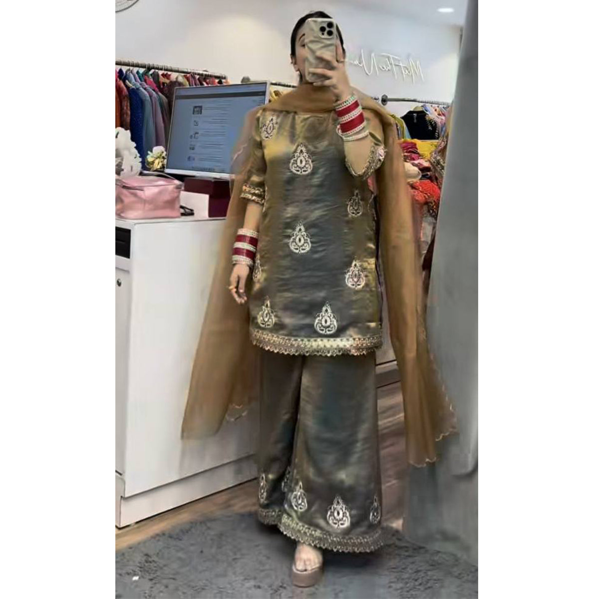 SHAFNUFAB Women's Georgette Ethnic Wear for WomenSemi StitchedSalwarSuit  SF24158