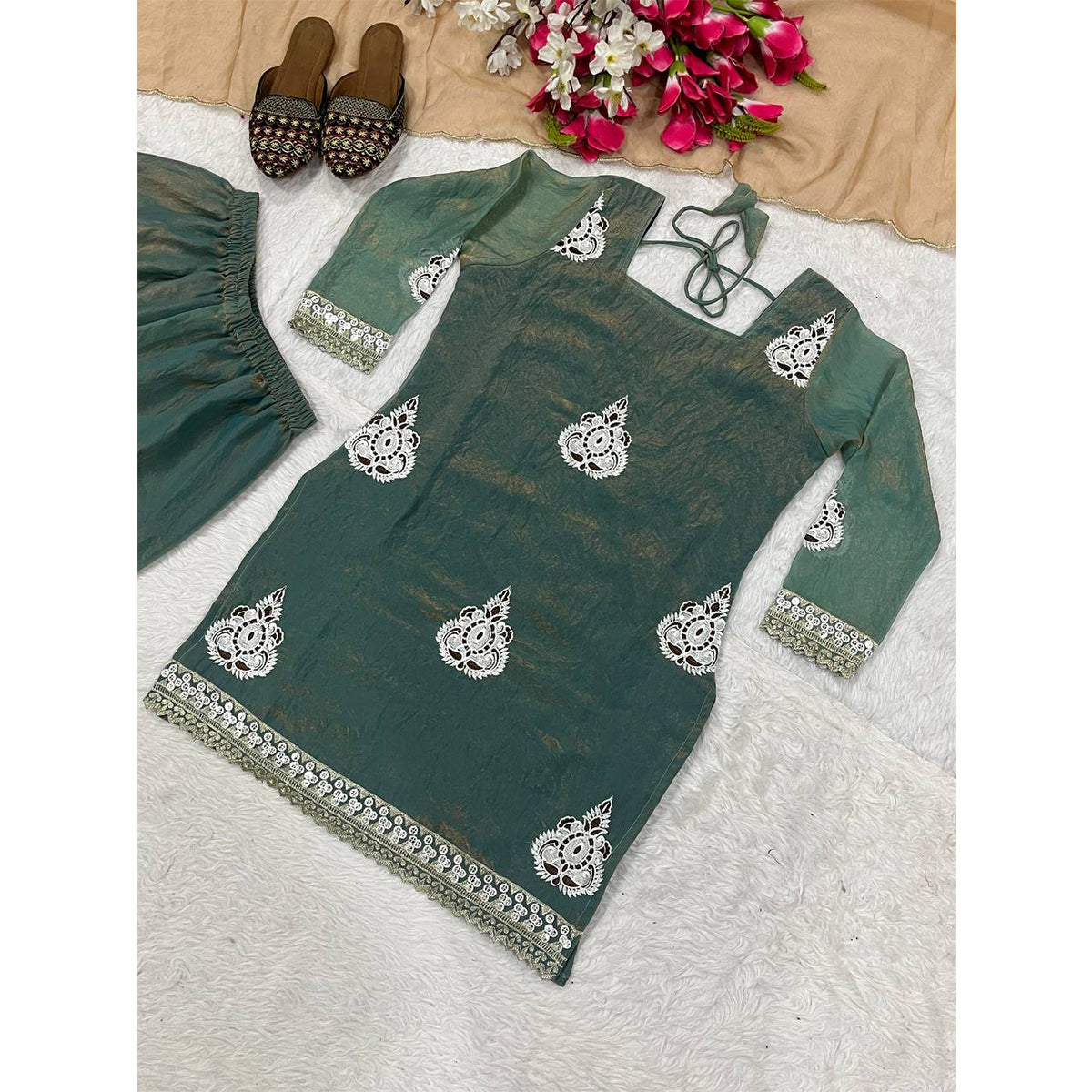 SHAFNUFAB Women's Georgette Ethnic Wear for WomenSemi StitchedSalwarSuit  SF24158