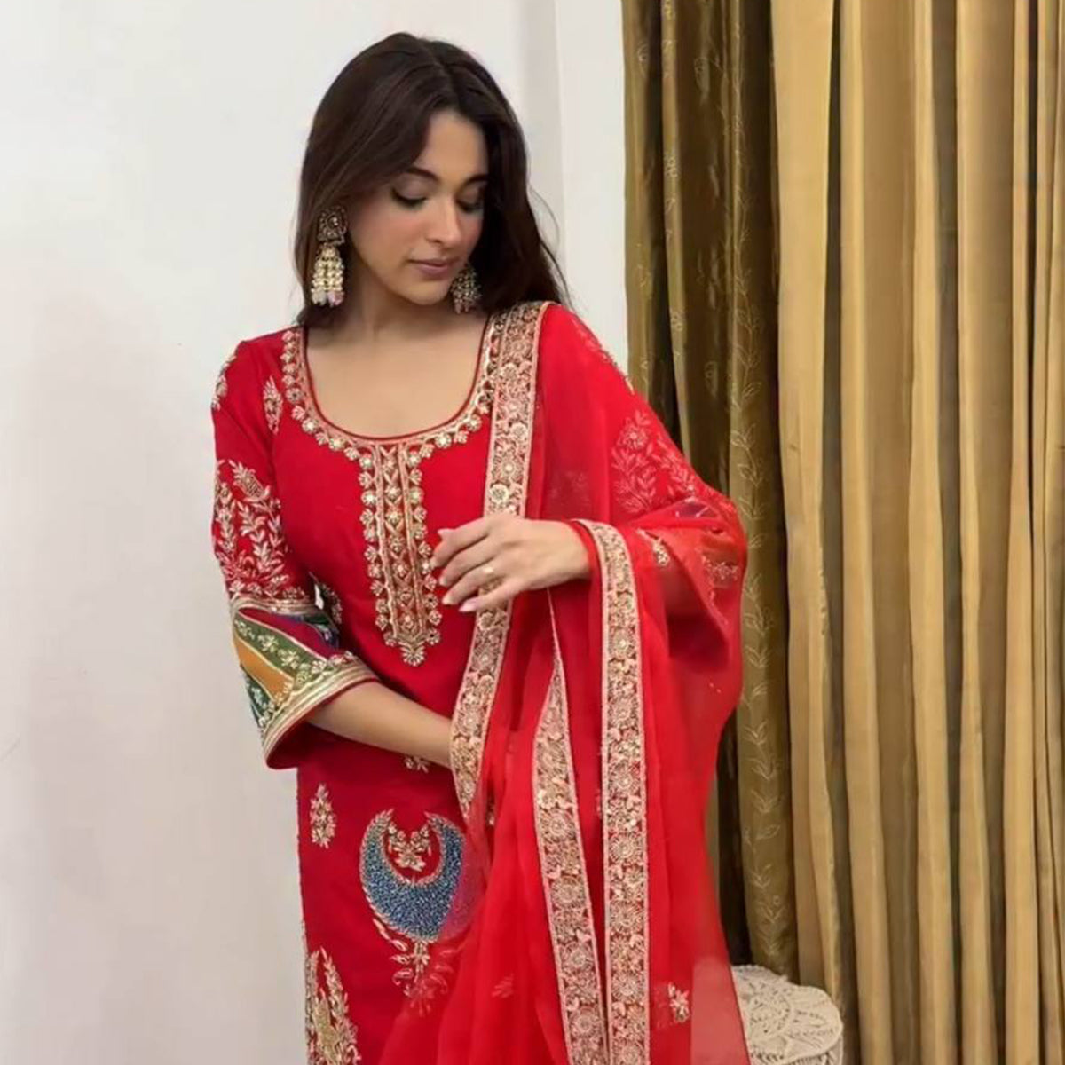SHAFNUFAB Women's Georgette Ethnic Wear for WomenSemi StitchedSalwarSuit  SF24160