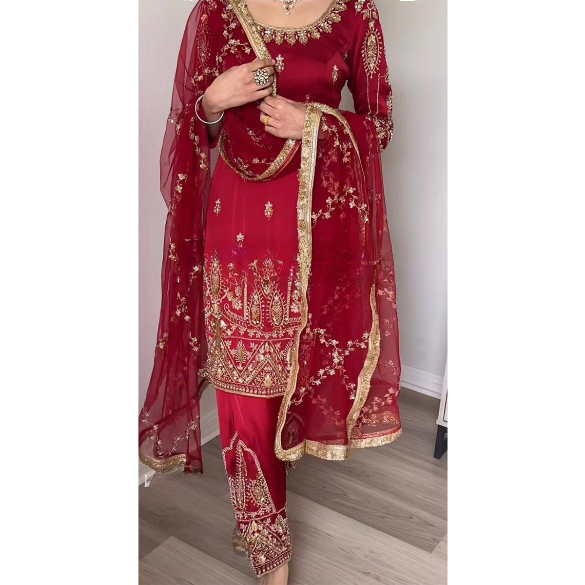 SHAFNUFAB Women's Georgette Ethnic Wear for WomenSemi StitchedSalwarSuit  SF24162