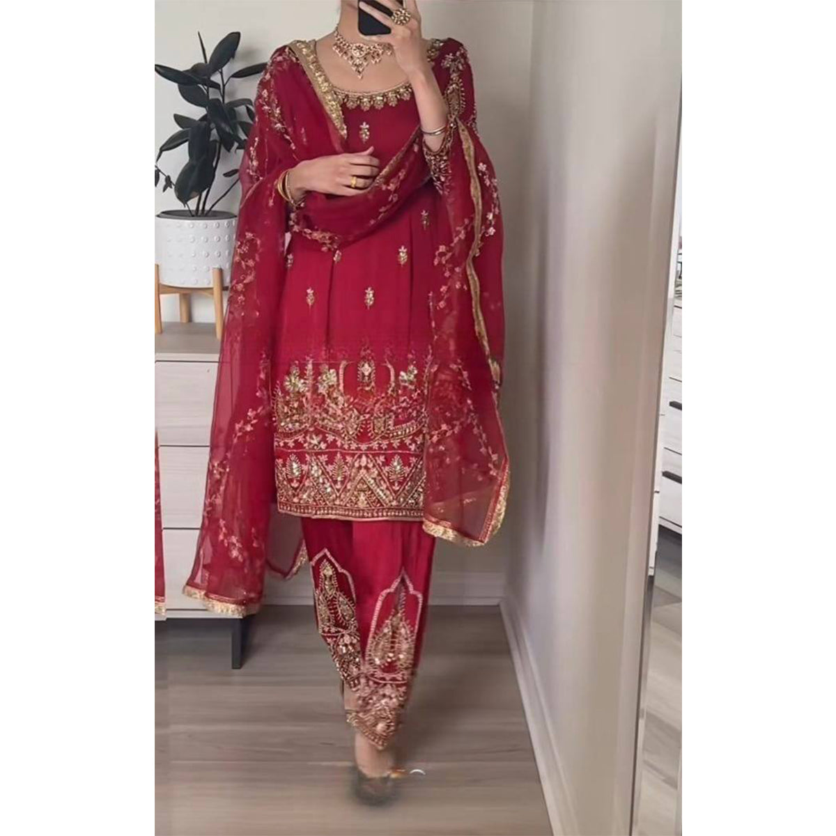 SHAFNUFAB Women's Georgette Ethnic Wear for WomenSemi StitchedSalwarSuit  SF24162