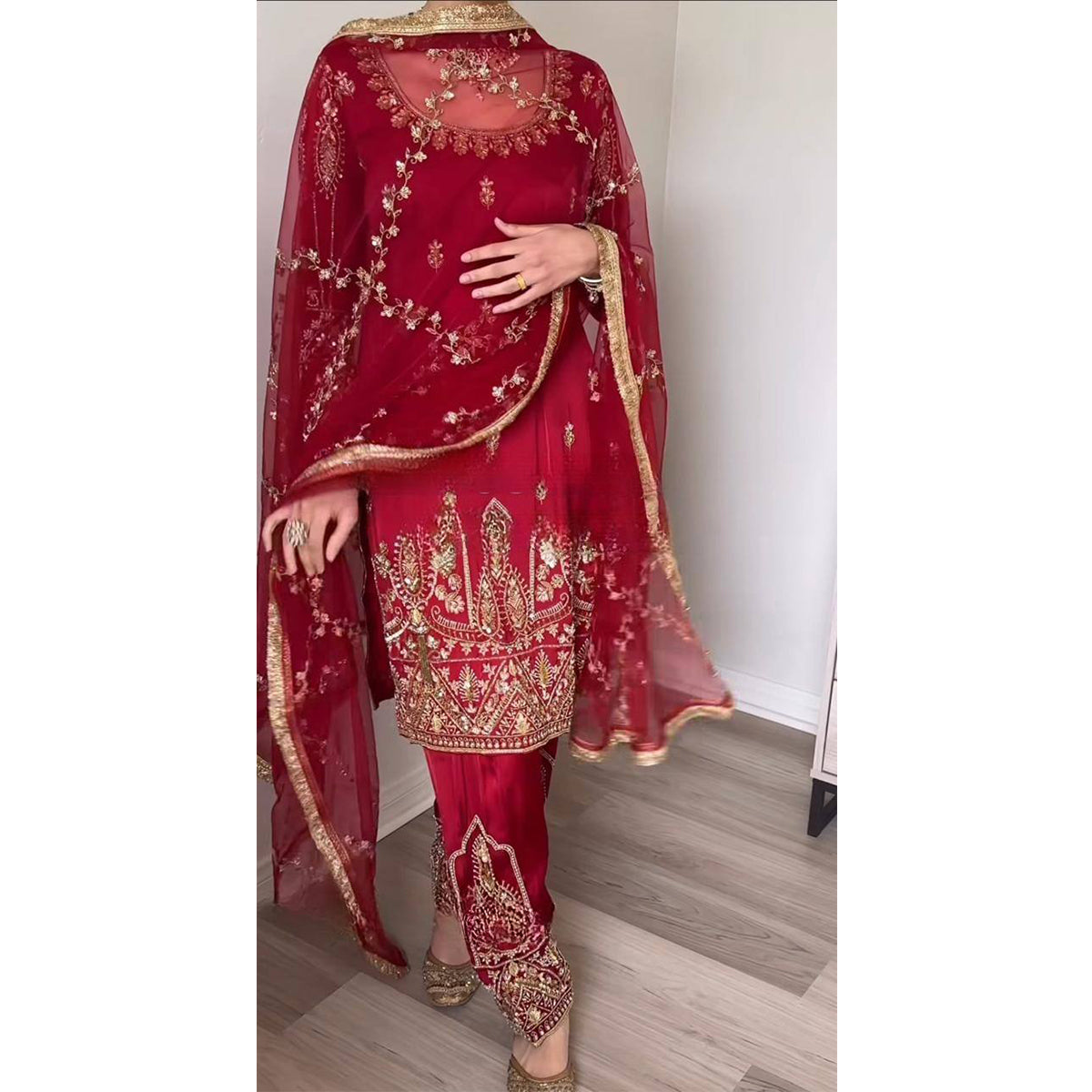 SHAFNUFAB Women's Georgette Ethnic Wear for WomenSemi StitchedSalwarSuit  SF24162