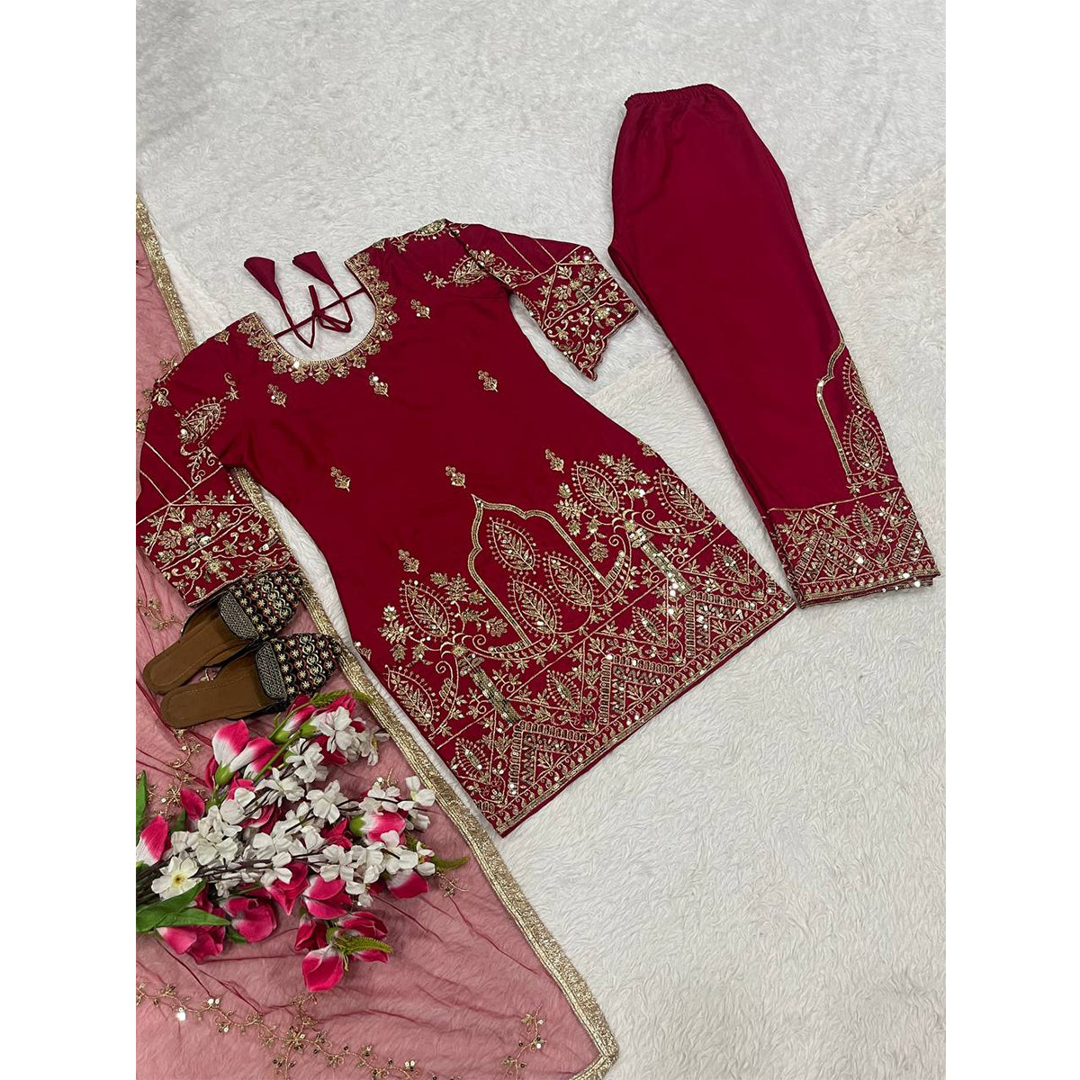 SHAFNUFAB Women's Georgette Ethnic Wear for WomenSemi StitchedSalwarSuit  SF24162