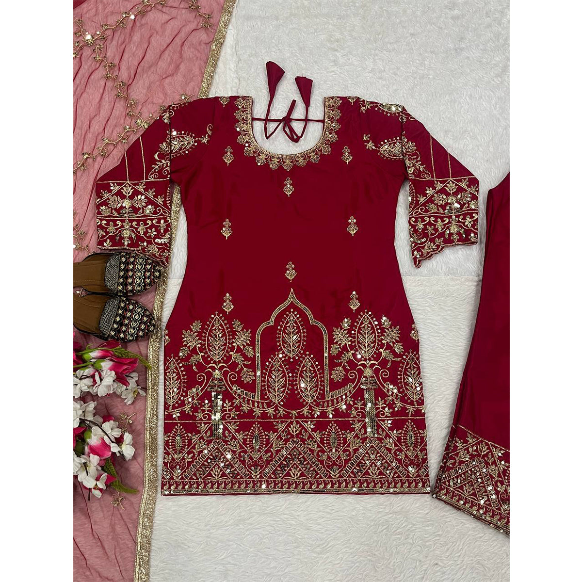 SHAFNUFAB Women's Georgette Ethnic Wear for WomenSemi StitchedSalwarSuit  SF24162