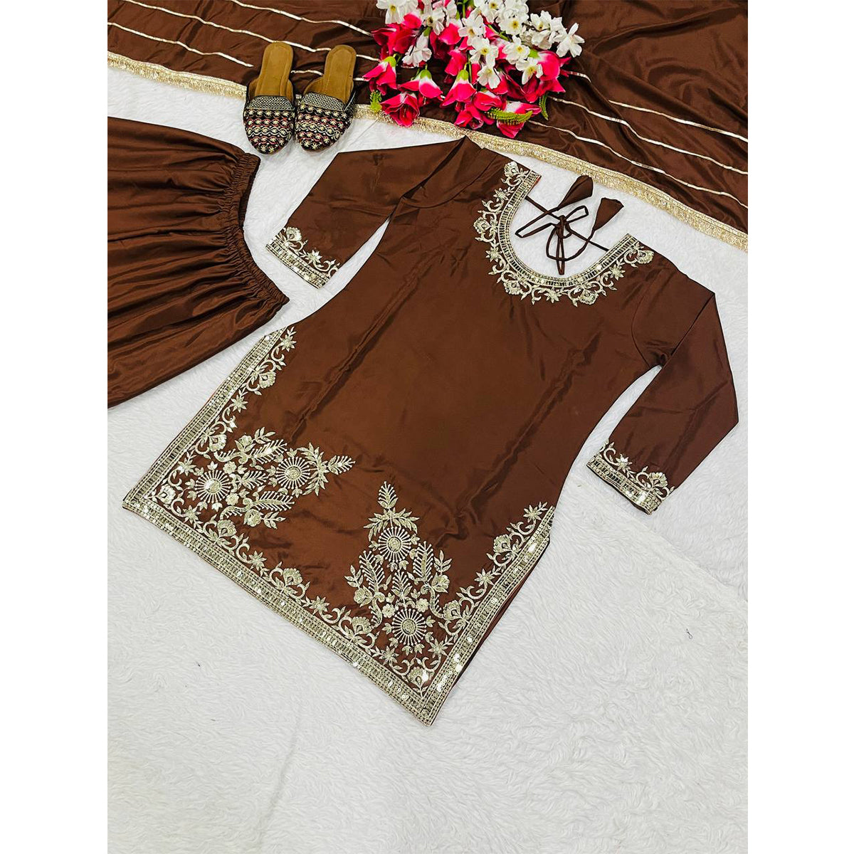 SHAFNUFAB Women's Georgette Ethnic Wear for WomenSemi StitchedSalwarSuit  SF24163