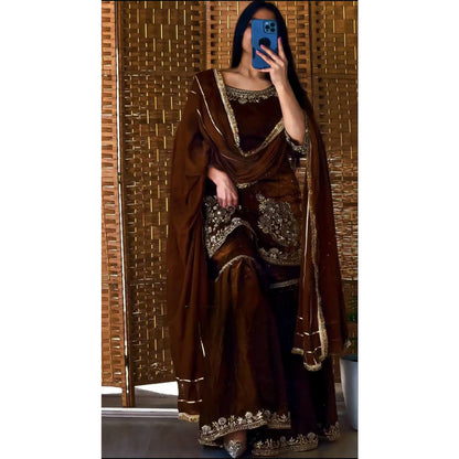 SHAFNUFAB Women's Georgette Ethnic Wear for WomenSemi StitchedSalwarSuit  SF24163