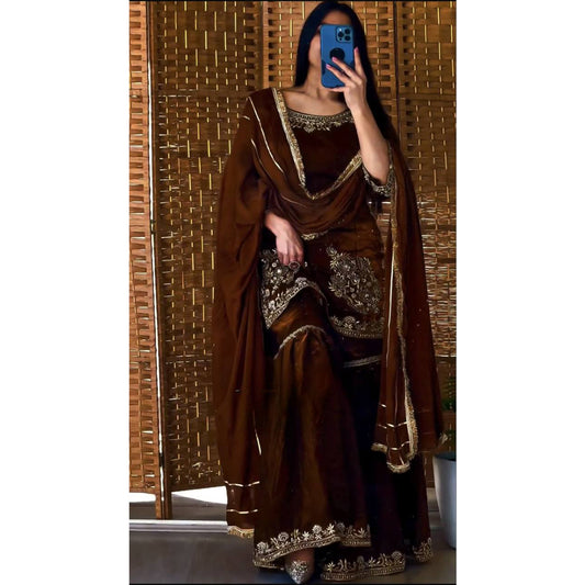 SHAFNUFAB Women's Georgette Ethnic Wear for WomenSemi StitchedSalwarSuit  SF24163