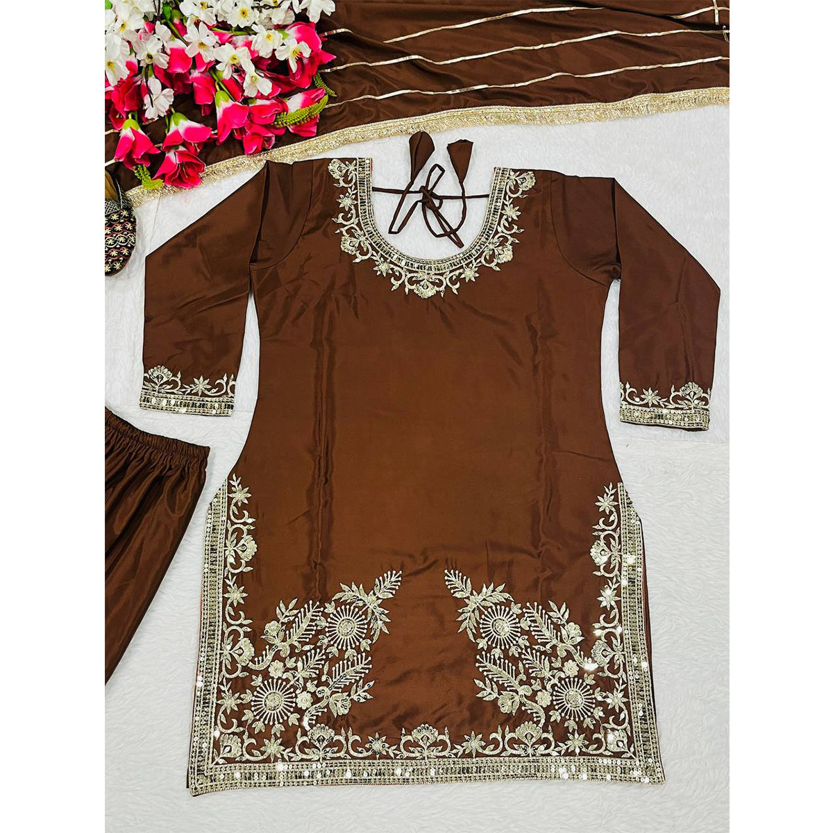 SHAFNUFAB Women's Georgette Ethnic Wear for WomenSemi StitchedSalwarSuit  SF24163